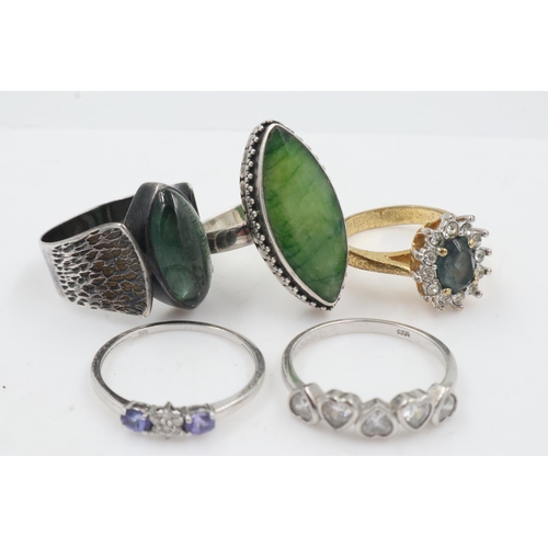 16 - Five silver stone set rings, sizes T and U. UK P&P Group 0 (£6+VAT for the first lot and £1+VAT for ... 