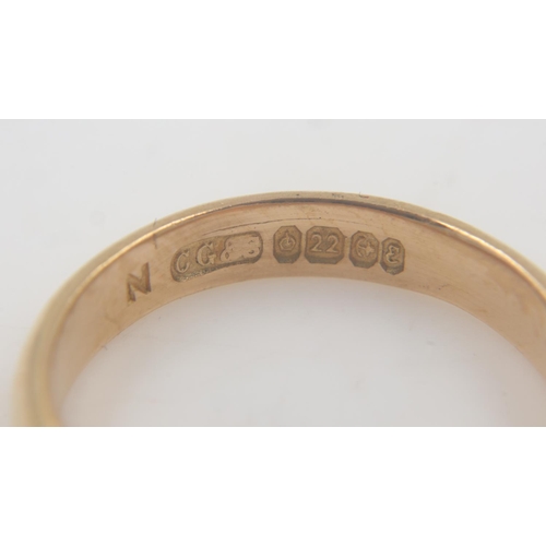 21 - Charles Green and Sons 22ct gold and black skeleton enamel band, size N/O, 4.6g. UK P&P Group 0 (£6+... 