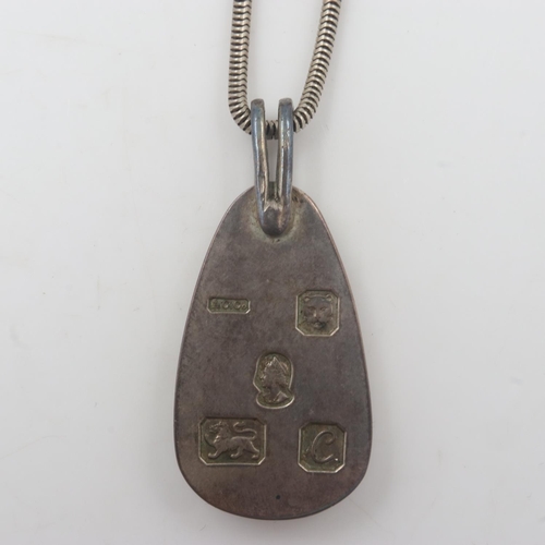 42 - Heavy hallmarked silver ingot pendant on a silver snake chain, 35g. UK P&P Group 0 (£6+VAT for the f... 