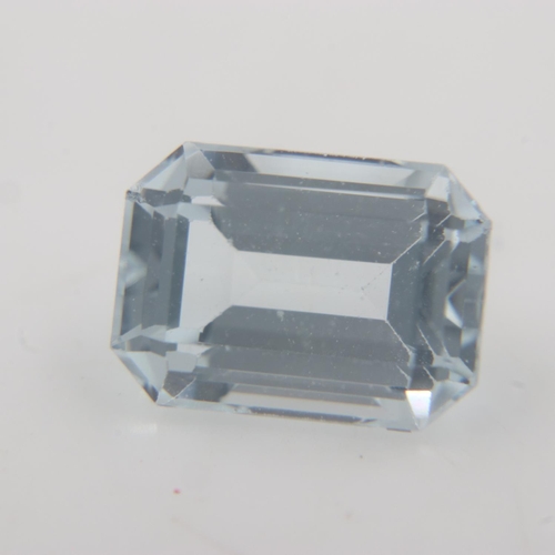 45 - Natural loose 1.57 carat emerald cut aquamarine. UK P&P Group 0 (£6+VAT for the first lot and £1+VAT... 