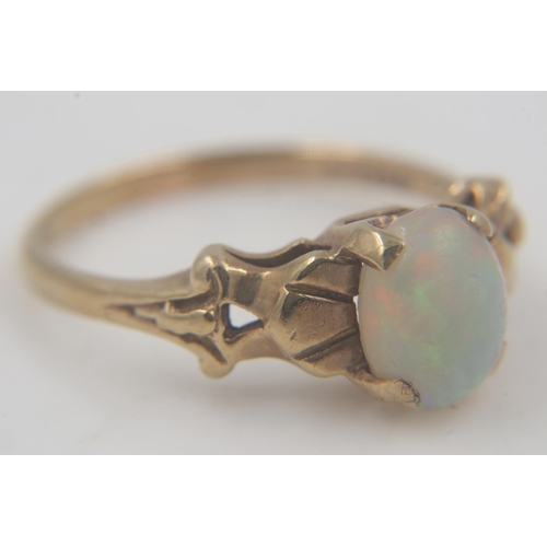 50 - 9ct gold opal set ring, size Q/R, 2.6g. UK P&P Group 0 (£6+VAT for the first lot and £1+VAT for subs... 