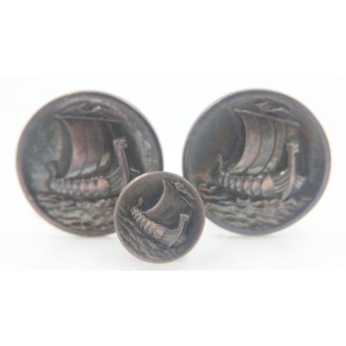 6 - Georg Jensen pair of silver Viking Longship cufflinks and tie pin. UK P&P Group 1 (£16+VAT for the f... 