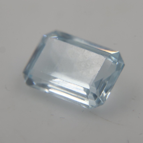 57 - Natural loose 1.77 carat emerald cut aquamarine. UK P&P Group 0 (£6+VAT for the first lot and £1+VAT... 