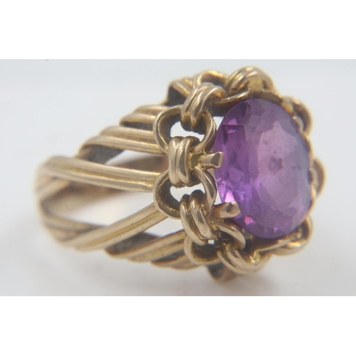 66 - 9ct gold amethyst set ring, size O, 6.6g. UK P&P Group 0 (£6+VAT for the first lot and £1+VAT for su... 