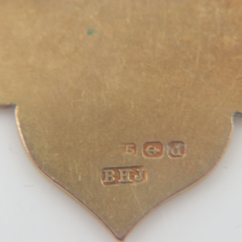 70 - 9ct gold fob, later converted to a brooch with soldered steel pin, 7.7g. UK P&P Group 0 (£6+VAT for ... 