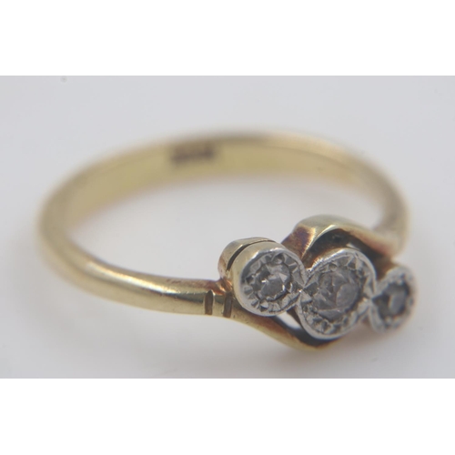 73 - 18ct gold diamond-set trilogy ring, size H/I, 2.2g. UK P&P Group 0 (£6+VAT for the first lot and £1+... 