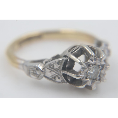 74 - 18ct gold diamond-set solitaire ring, with raised platinum setting, size I, 2.9g. UK P&P Group 0 (£6... 