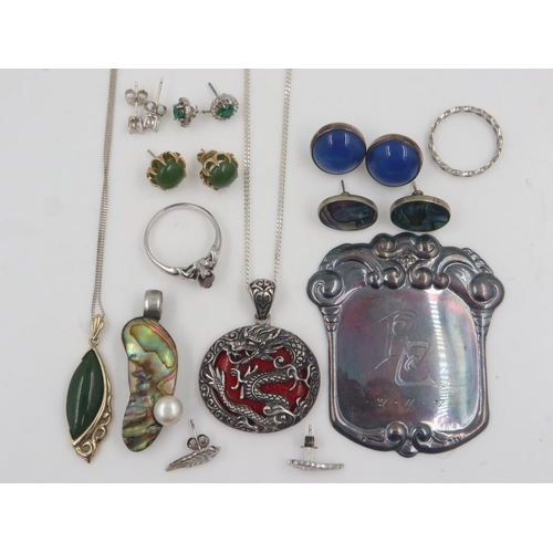 76 - Mixed silver jewellery including earrings and pendant necklaces, most stone-set. UK P&P Group 1 (£16... 