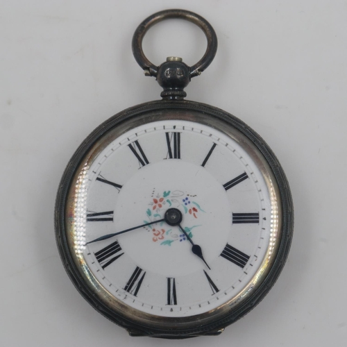 84 - Hallmarked silver fob watch with key, working at lotting up. UK P&P Group 1 (£16+VAT for the first l... 