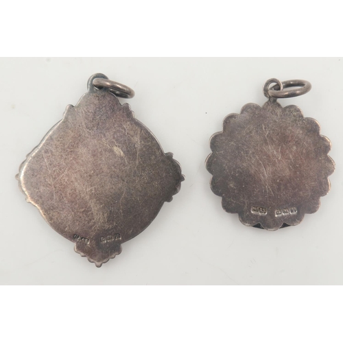 86 - Two hallmarked silver fobs, one set with a gold dartboard. UK P&P Group 1 (£16+VAT for the first lot... 