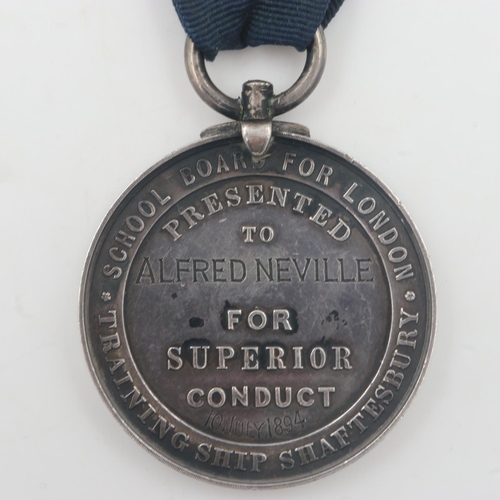 90 - Training Ship Shaftesbury silver medal, awarded for Superior Conduct, dated 1894. UK P&P Group 1 (£1... 