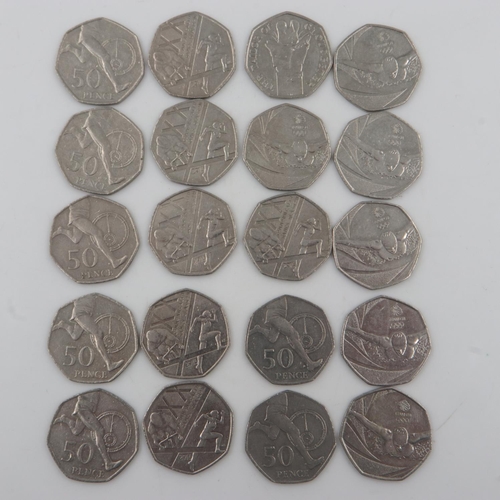 92 - Twenty mixed Olympic collectors edition 50p coins. UK P&P Group 1 (£16+VAT for the first lot and £2+... 