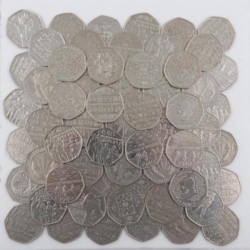 94 - Seventy mixed collectors edition 50p coins. UK P&P Group 1 (£16+VAT for the first lot and £2+VAT for... 