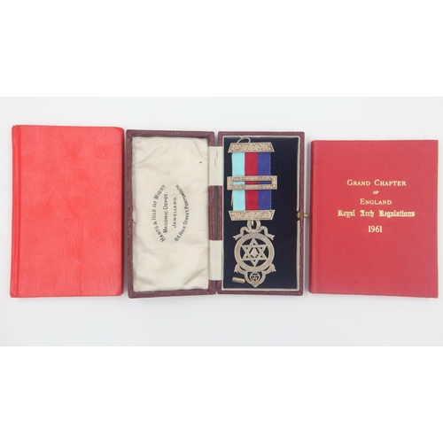 102 - Royal Arch Provincial Chapter hallmarked silver breast jewel, with Complete Workings and Regulations... 