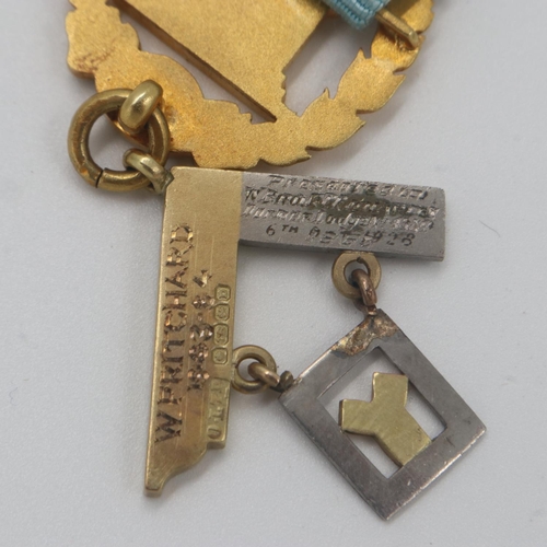 110 - Dormer Lodge 4389 enamelled silver-gilt Past Master's breast jewel and centenary jewel, with two col... 