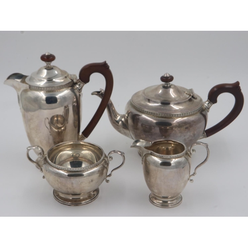 113 - Hallmarked silver four piece tea service, Birmingham assay 1932/33, combined 1721g. UK P&P Group 3 (... 