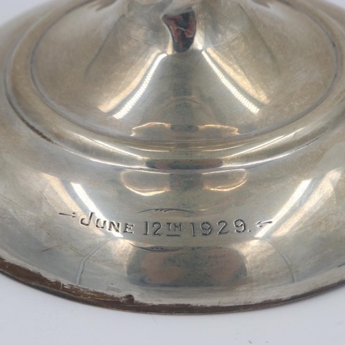 118 - George V hallmarked silver flared vase, Birmingham 1922, with initials to body and date inscription ... 