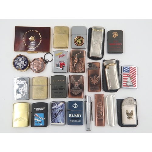 149 - Collection of petrol and gas lighters, including Zippo and Kingsway examples. Not available for in-h... 