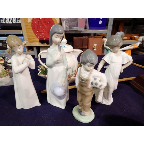 1303 - Four Nao and Lladro figurines. Not available for in-house P&P