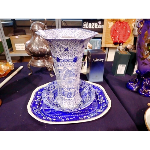 1308 - Spode bowl and meat plate and an Adams vase. Not available for in-house P&P