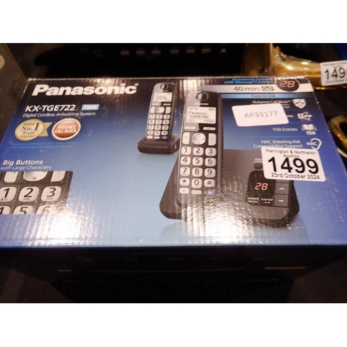 1499 - Boxed Panasonic KX-TGE722 twin digital cordless answering system. Not available for in-house P&P