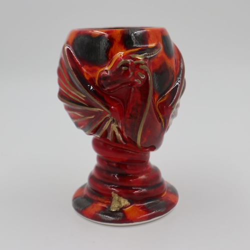 211 - Anita Harris dragon goblet, signed in gold, no cracks or chips. H: 14cm. UK P&P Group 1 (£16+VAT for... 