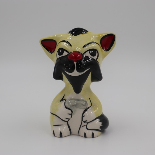 214 - Lorna Bailey cat, Make My Day, no cracks or chips. H: 12cm. UK P&P Group 1 (£16+VAT for the first lo... 