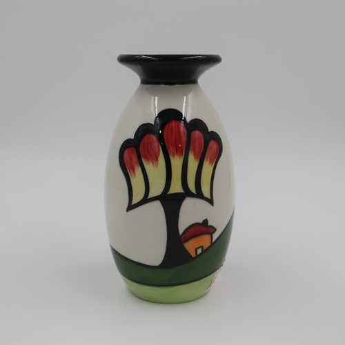 224 - Lorna Bailey lipped vase in the Cherry Hill pattern, no cracks or chips. H: 20cm. UK P&P Group 2 (£2... 