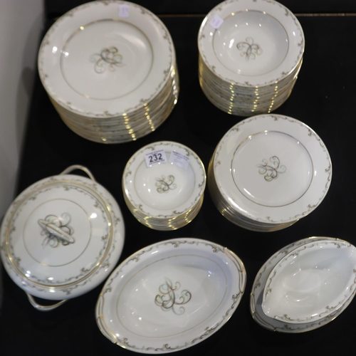 232 - Noritake dinner service in the Esquire pattern, forty-six pieces. Not available for in-house P&P