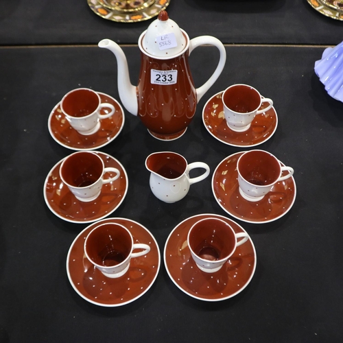 233 - Susie Cooper 14 piece two tone polka dot coffee service. Not available for in-house P&P