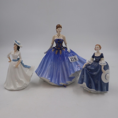 235 - Three Royal Doulton figures, Abigail HN4824, Margaret HN4927 and Hilary HN4996. UK P&P Group 3 (£30+... 