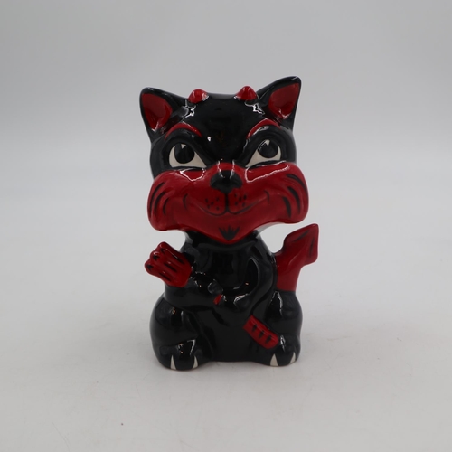 237 - Lorna Bailey devil cat, no cracks or chips. H: 13cm. UK P&P Group 1 (£16+VAT for the first lot and £... 