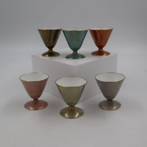 242 - Aynsley Harlequin set of six cocktail wine goblets/cups. H: 75mm, in good order, no issues noted. UK... 