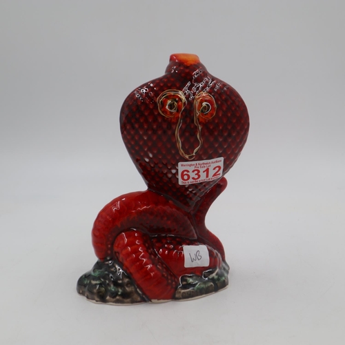 249 - Anita Harris King cobra, signed in gold, no cracks or chips. H: 21cm. UK P&P Group 2 (£20+VAT for th... 