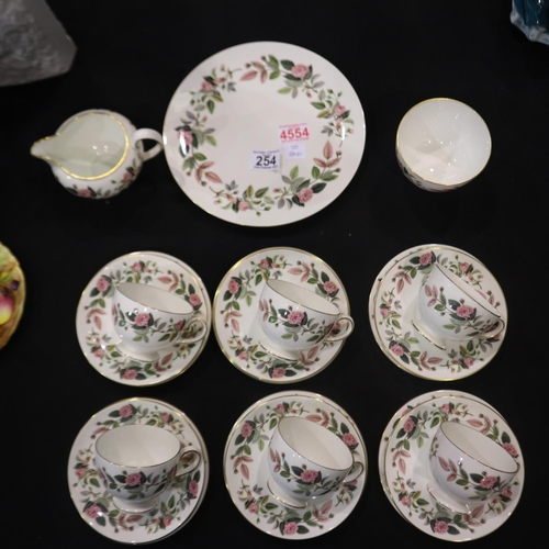 254 - Wedgwood nineteen piece Hathaway Rose pattern tea set. Not available for in-house P&P