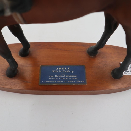 255 - Beswick Connoisseur Arkle with Pat Taaffe Up on wooden plinth, reins absent. Not available for in-ho... 