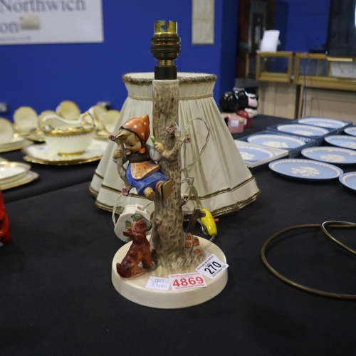 270 - Goebel figural table lamp and shade, H: 29 cm. All electrical items in this lot have been PAT tested... 