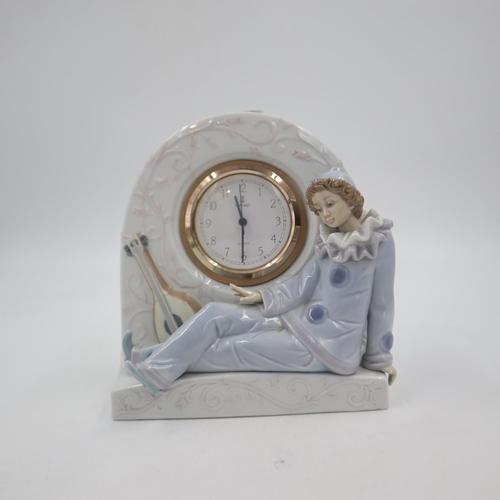 273 - Lladro mantel clock, H: 21cm. UK P&P Group 2 (£20+VAT for the first lot and £4+VAT for subsequent lo... 