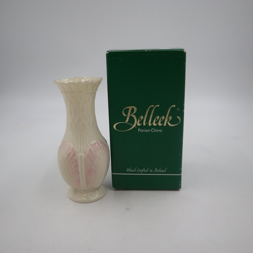 280 - Boxed Belleek vase. H: 20cm. UK P&P Group 1 (£16+VAT for the first lot and £2+VAT for subsequent lot... 