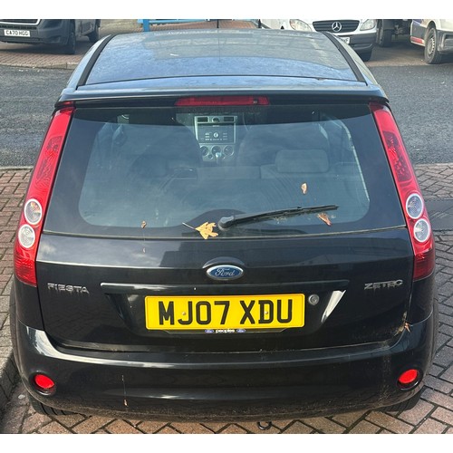 1000B - Ford Fiesta Zetec Climate, 1.2L, Black, reg MJ07 XDU, 37,949 Miles, MOT expired 18/10/2024, Two keys... 