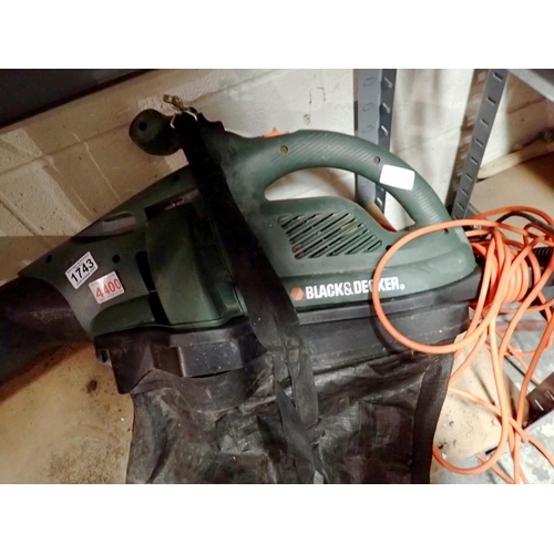 1743 - Black & Decker Mastervac GW250, with bag and lead. All electrical items in this lot have been PAT te... 