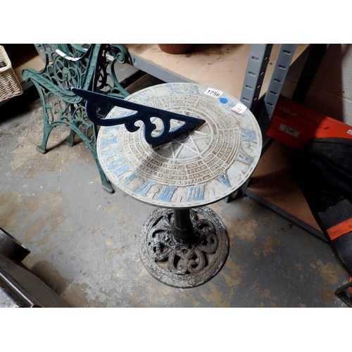 1756 - Cast iron sundial, 35 x 62 cm. Not available for in-house P&P