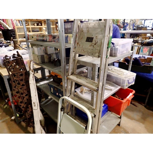 1796 - Six rung aluminium step ladder and a smaller three rung ladder. Not available for in-house P&P