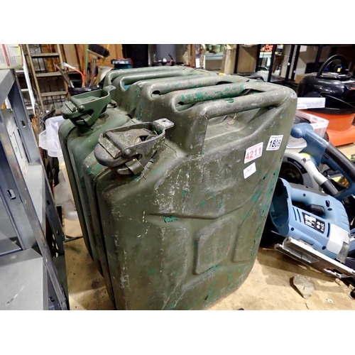 1808 - Two 20ltr Jerry cans, with military stamps, 1975 and 1991. Not available for in-house P&P