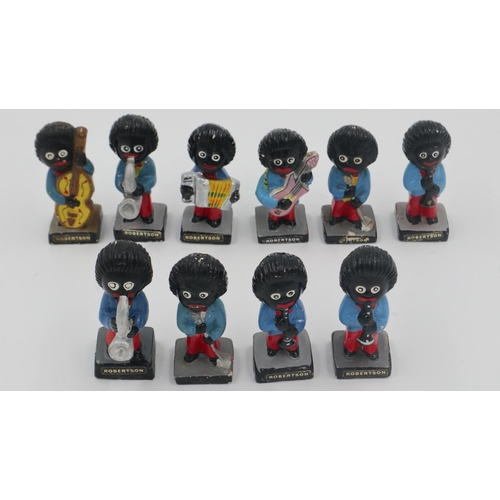 157 - Ten Robertsons Golly musician figures, H: 73mm. UK P&P Group 2 (£20+VAT for the first lot and £4+VAT... 