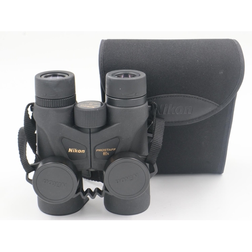 163 - Cased pair of Nikon Prostaff 35 binoculars, optically good, condition good, lens caps are present. U... 