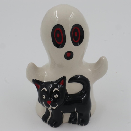 173 - Lorna Bailey ghost cat, no cracks or chips. H: 14cm. UK P&P Group 1 (£16+VAT for the first lot and £... 