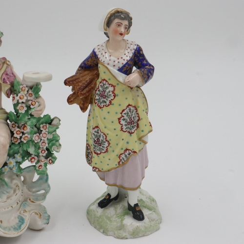 175 - Four late 18th century Derby figures, largest H: 18 cm. Not available for in-house P&P