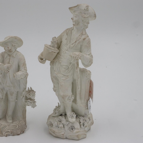 183 - Group of four late 18th century Derby bisque porcelain figures, largest H: 17 cm. Not available for ... 