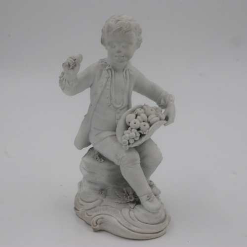 183 - Group of four late 18th century Derby bisque porcelain figures, largest H: 17 cm. Not available for ... 